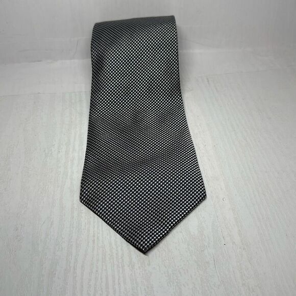 Lauren Ralph Lauren Men's Necktie Black White Tie Silk Made in USA - Picture 1 of 6